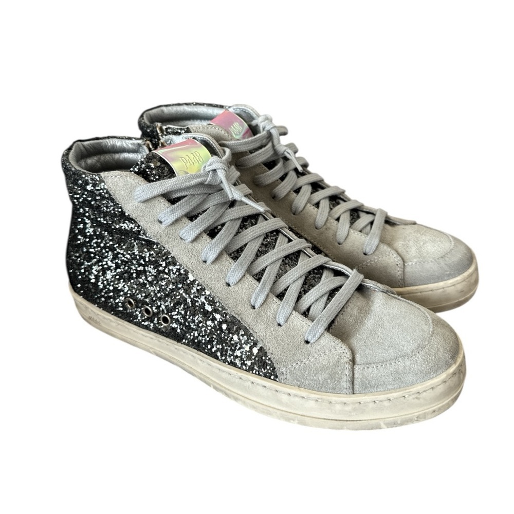 P448 Black and Gray Glitter Sneakers
